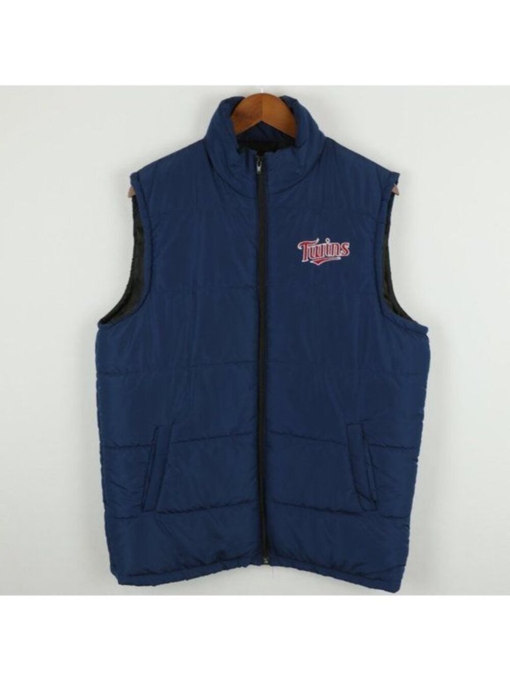 Minnesota Twins MLB Men's Extra Large Blue Embroidered Full Zip Puffer Vest